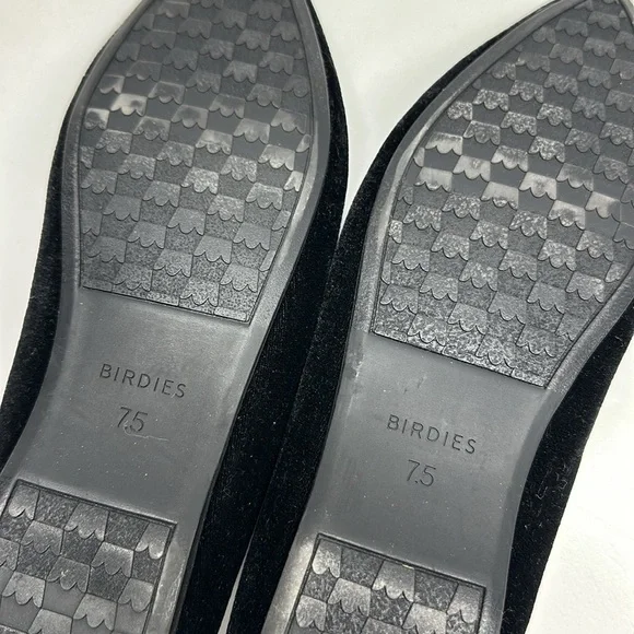 Birdies Goldfinch Velvet Pointed Toe Ballet Flat in Caviar Velvet Black Size 7.5 - Picture 8 of 9